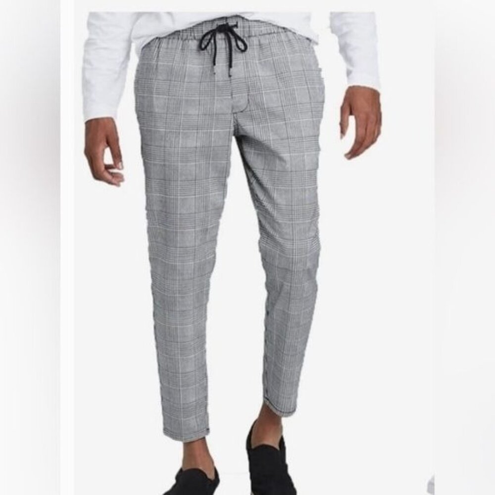 Original Use Mens 3XL Houndstooth Plaid Pants With Drawstring